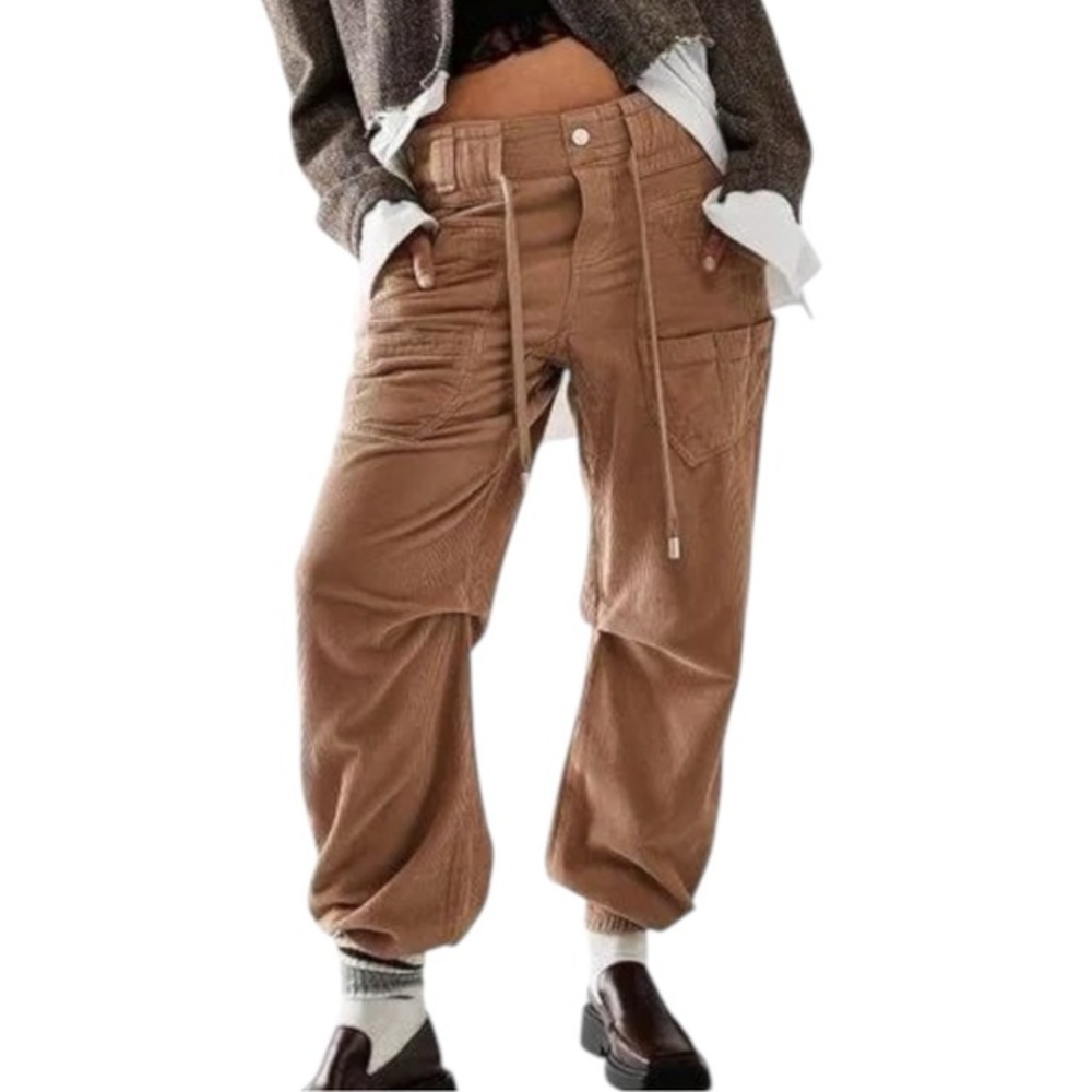 NWT Free People Cullen Low-Slung Pull On Boyfriend Corduroys size XS in Tan